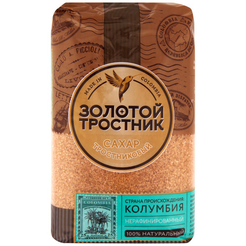 Сахар тростниковый Золотой тростник нерафинированный 900г Колумбия