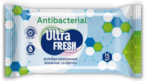 Салфетки влажные Ultra Fresh Антибактериальные 15шт