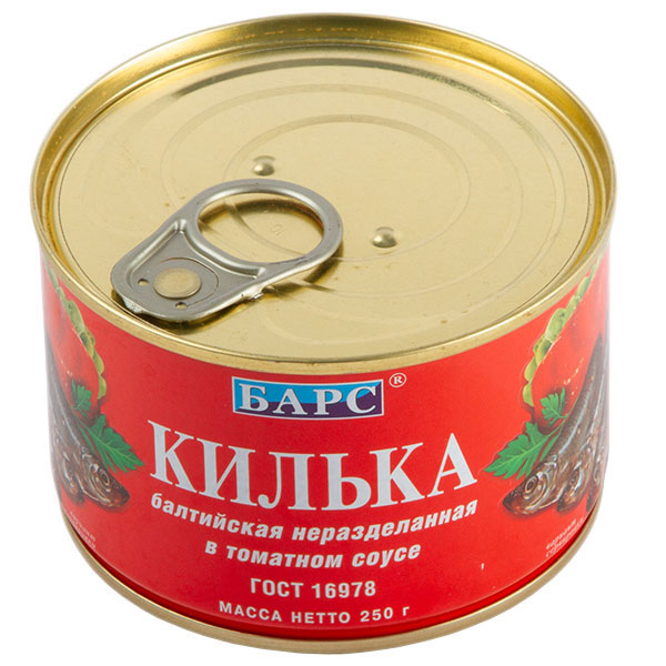 Килька Балтийская (шпрот) в т/с 250г ж/б кольцо ООО Барс