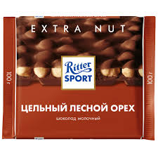Шоколад Риттер Спорт цельный лесной орех молочный 100г