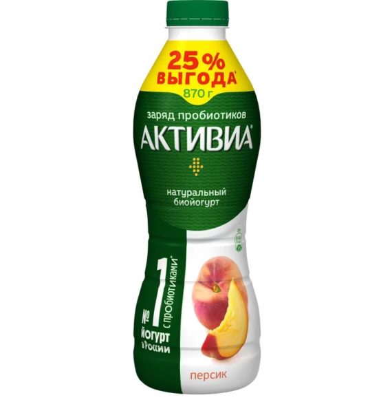 Биойогурт Активиа персик 1,5-2,1% 870г