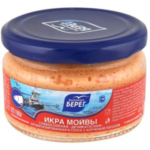Икра рыбная в соусе с кусочками копченого лосося, 180г
