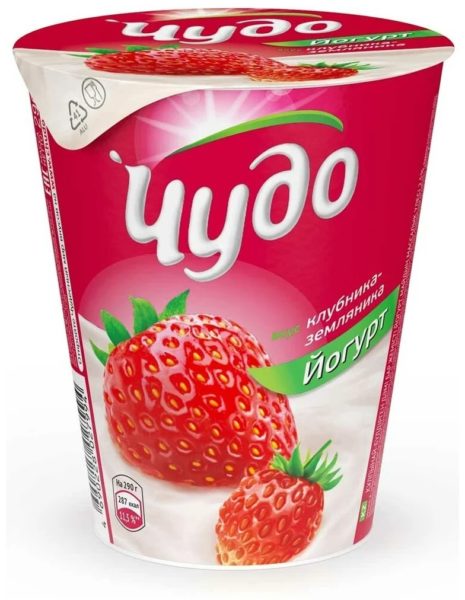 Йогурт Чудо клубника-земляника 2,5% 290гр стакан ВБД