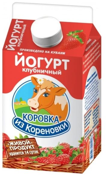Йогурт питьевой Коровка из Кореновки клубничный 2,5% 450г