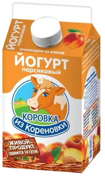 Йогурт персиковый Коровка из Кореновки  2,5% 450г