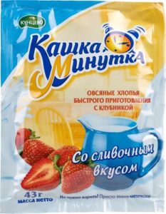 Каша Минутка овсяная сливочная с клубникой, 43г