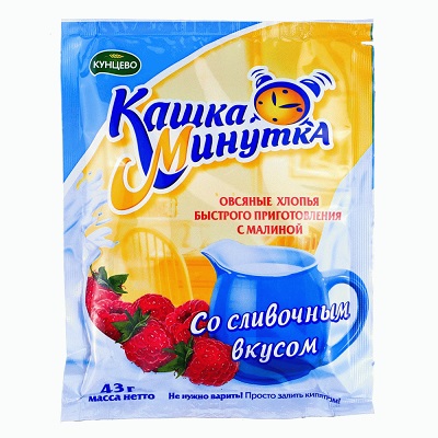 Каша Минутка овсяная сливочная с малиной,  43г
