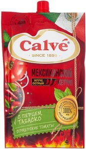 Кетчуп Кальве Мексиканский жгучий с перцем табаско 350г