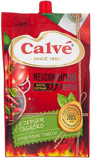 Кетчуп Кальве Мексиканский жгучий с перцем табаско 350г