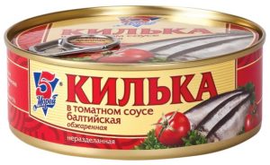 Килька Балтийская обжаренная 5 Морей в томатном соусе, 240гр