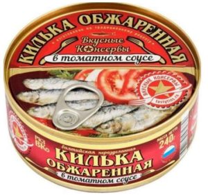 Килька обжаренная балтийская неразделанная в томатном соусе, 240гр