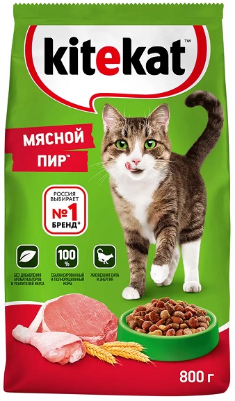 Корм для кошек Китекат мясной пир, 0,8кг