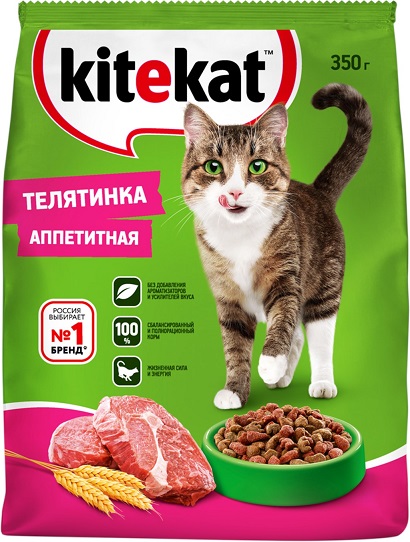 Корм для кошек Китекат телятинка аппетитная, 350г