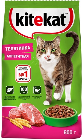 Корм для кошек Китекат телятинка аппетитная, 800г
