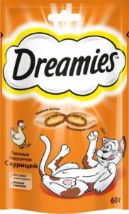 Лакомые подушечки Dreamies с курицей, 60г