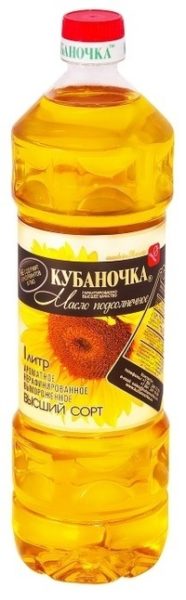 Масло подсолнечное Кубаночка ароматное, 1л
