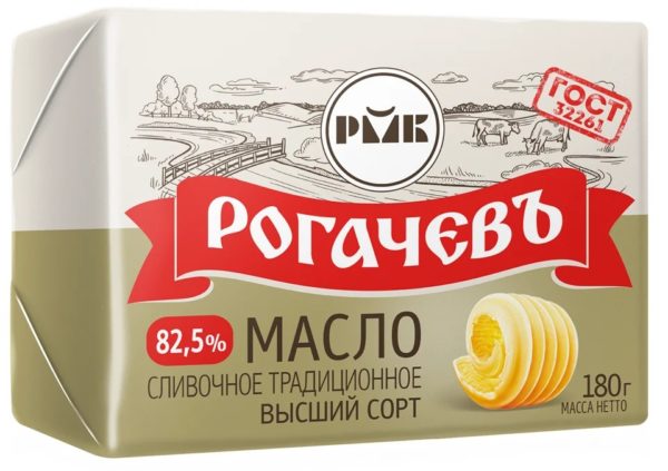 Масло сливочное Традиционное Рогачев в/с 82,5% 160г