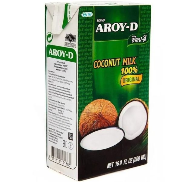 Переработанная мякоть кокосового ореха COCONAT MILK AROY-D 17-19% 500мл Индонезия