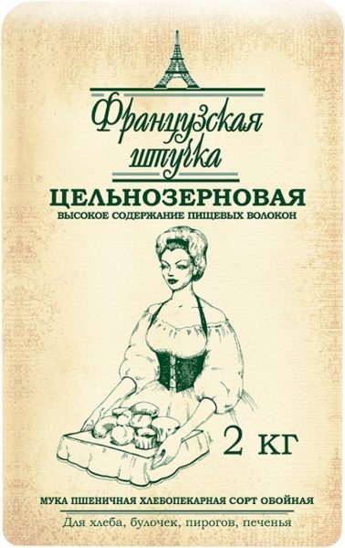 Мука пшеничная цельнозерновая Французская штучка, 2кг
