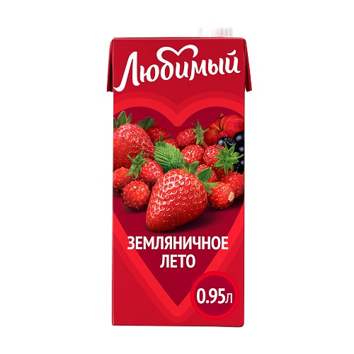 Напиток сокосодержащий Любимый Земляничное лето, 0,95л