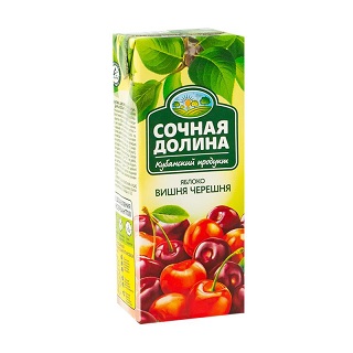 Напиток сокосодержащий Сочная Долина Яблоко-вишня-черешня, 0,2л