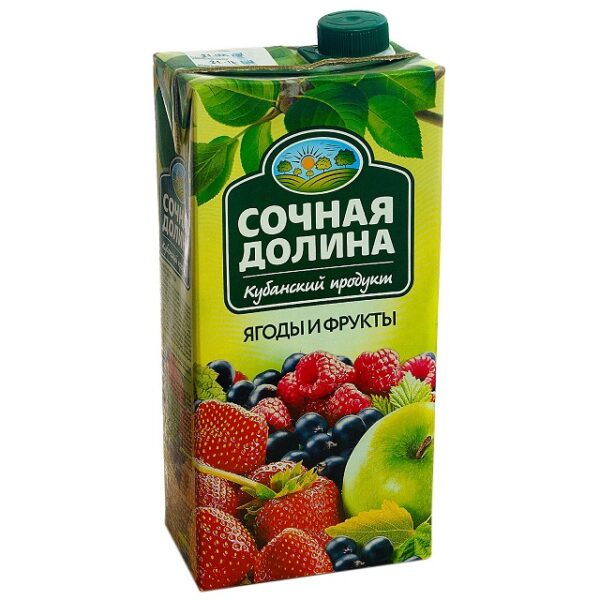 Напиток сокосодержащий Сочная Долина ягоды и фрукты, 1,93л
