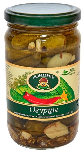 Огурцы корнишоны маринованные Юнона, 370г