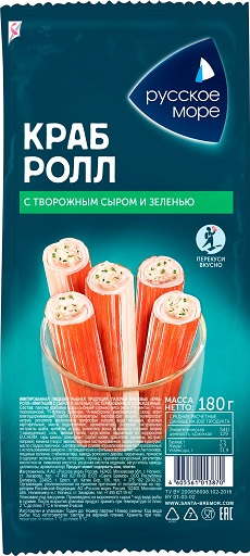 Палочки крабовые Краб-Ролл имитация с сыром и зеленью, 180г