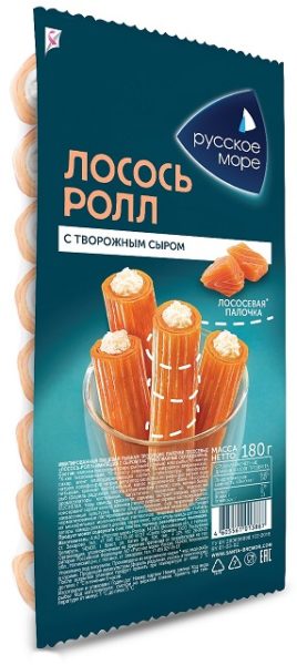Палочки лососевые Лосось-Ролл имитация с творожным сыром, 180г
