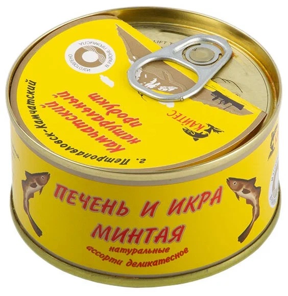 Печень и икра минтая натуральные Кайтес, 120гр