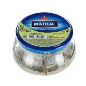 Сельдь филе-кусочки Матиас с луком в масле, 260г