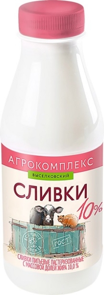 Сливки питьевые пастеризованные 10%, 400гр