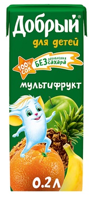 Сок Добрый мультифрукт, 0,2л