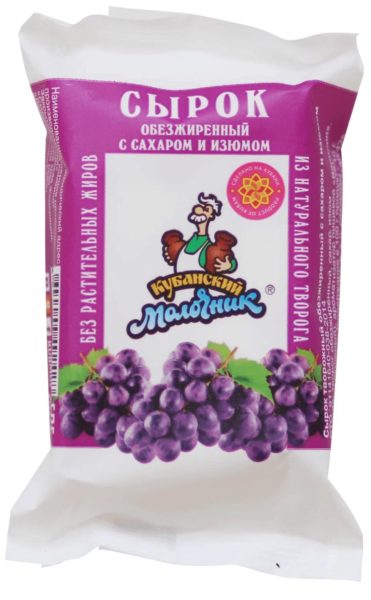 Сырок творожный Кубанский Молочник с изюмом 100г