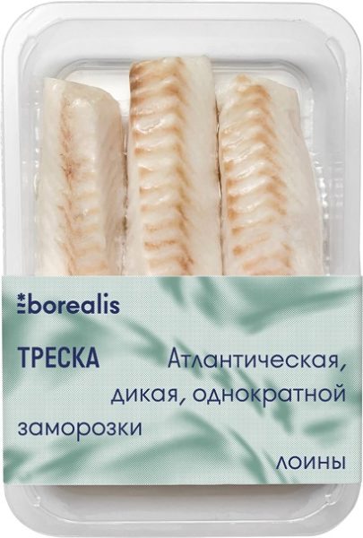 Треска атлантическая филе без кожи спинка, 400г