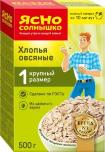 Хлопья овсяные Ясно Солнышко №1, 500г