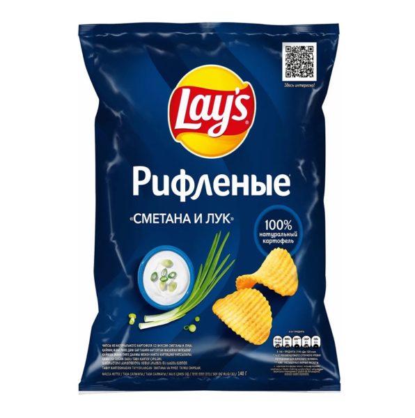 Чипсы Лейс Рифленые 140гр Сметана и лук ООО Фрито Лей Мануфактуринг