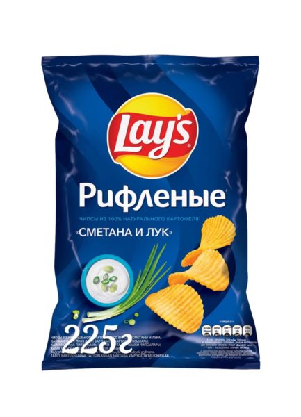 Чипсы Лейс Рифленые 225гр Сметана и лук ООО Фрито Лей Мануфактуринг