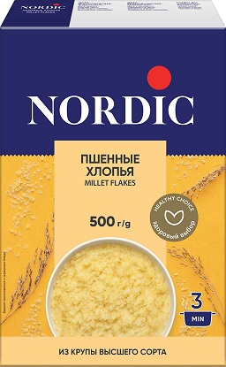 Хлопья Нордик пшенные 500г карт/кор