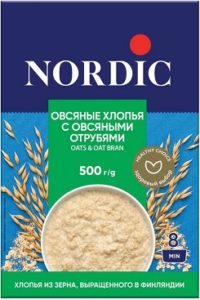 Хлопья овсяные с отрубями Нордик, 500г