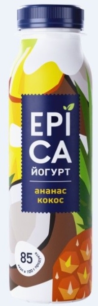 Йогурт EPICA питьевой ананас-кокос 2,6%, 260гр