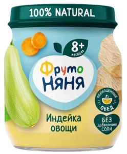 Пюре ФрутоНяня из мяса индейки с овощами 100гр