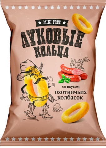 Снэки Мини Free картофельные Луковые кольца 45гр охотничные колбаски