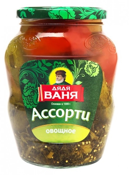 Ассорти овощное из огурцов и томатов Дядя Ваня 680гр