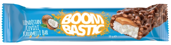 Батончик Boom Bastic кокосовый с карамелью и хрустящим рисом 35гр