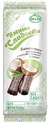 Батончики Умные Сладости амарантовые с кокосовой начинкой в глазури 20г
