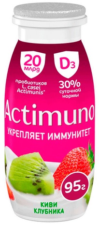 Продукт кисломолочный Актимуно киви, клубника 1,5%, 95гр