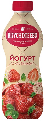 Йогурт питьевой Вкуснотеево 2% с клубникой, 690гр