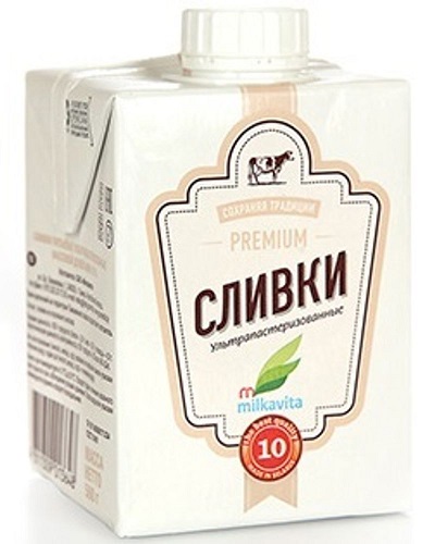 Сливки Premium Milkavita 10%, 500гр