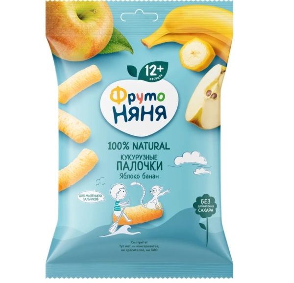 Кукурузные палочки ФрутоНяня яблоко, банан 20гр